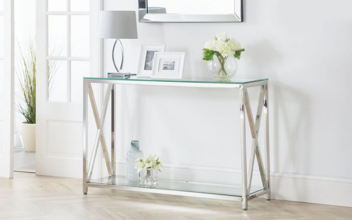 Miami Glass Console Table, Extra Large Glass Console Table