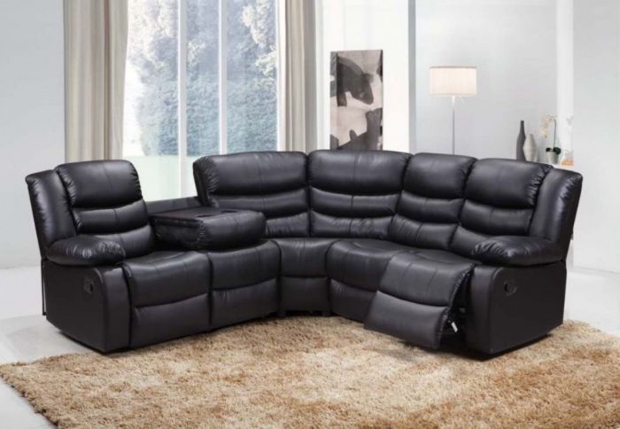 Roman Leather Corner Sofa 2c2 Black, Black And Grey Leather Corner Sofa
