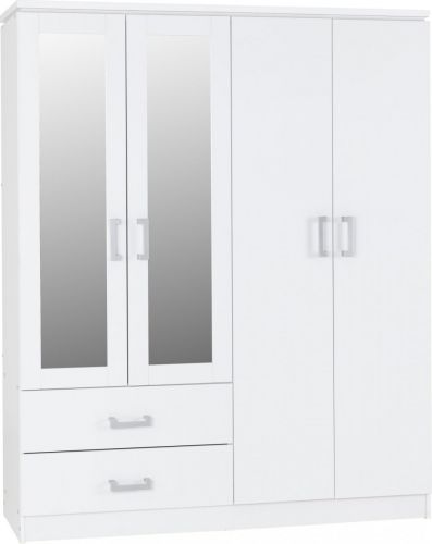 Charles 4 Door 2 Drawer Wardrobe White