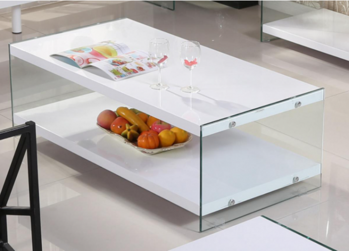 White tempered glass coffee table hot sale