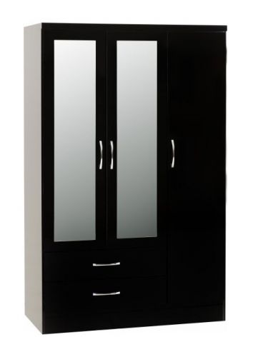 Black gloss best sale 3 door wardrobe