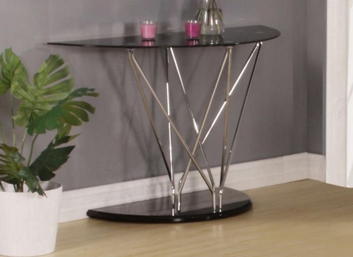 Uplands Glass Console Table Chrome Black, Glass Chrome Console Table Uk