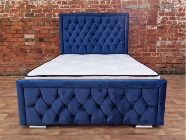 Blue velvet single bed deals