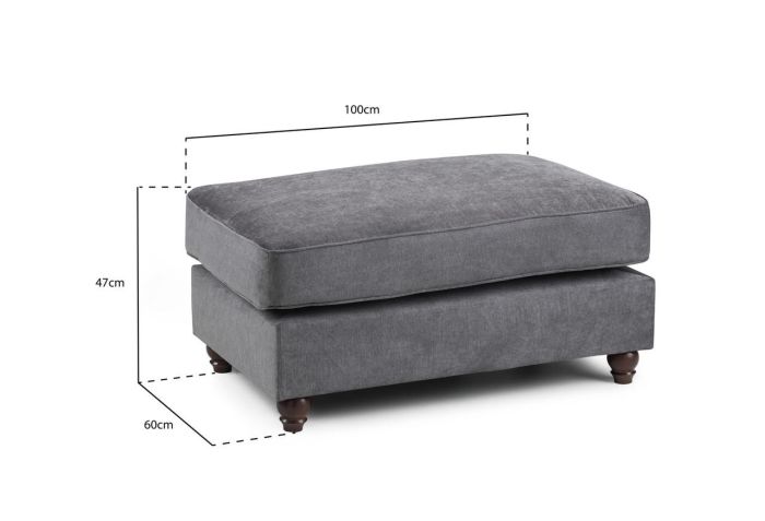 Windsor Fabric Footstool Dark Grey